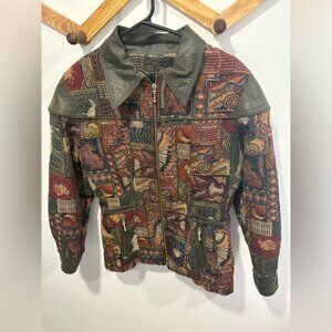 🌟VINTAGE🌟 LEATHER RANCH- Tapestry JACKET